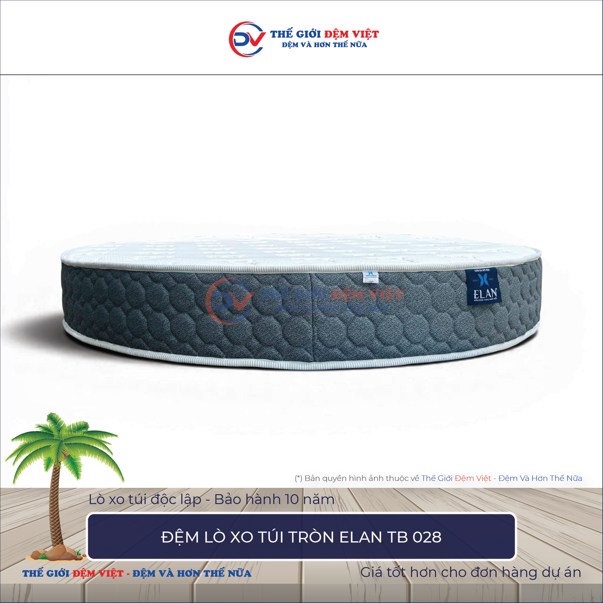 Đệm lò xo túi tròn Elan tB 028
